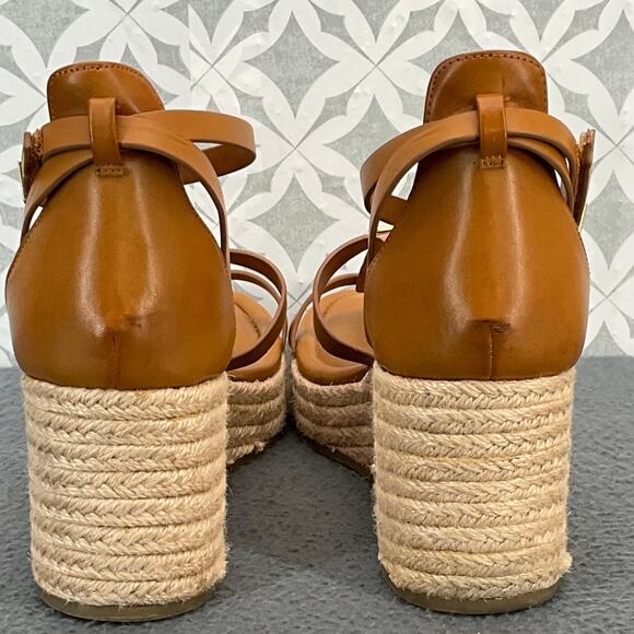 Franco Sarto Brown Leather Gladiator Strappy Platform 3" Wedge Sandal Women 10 - Picture 7 of 9